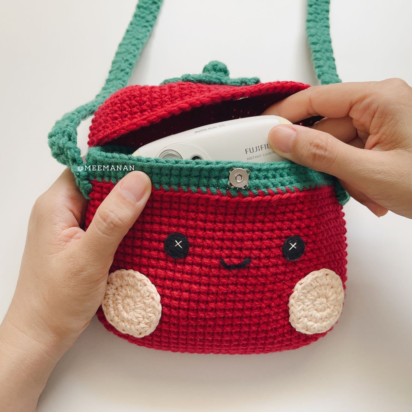 Red Tomato Crochet Bag - Handmade Crossbody Purse