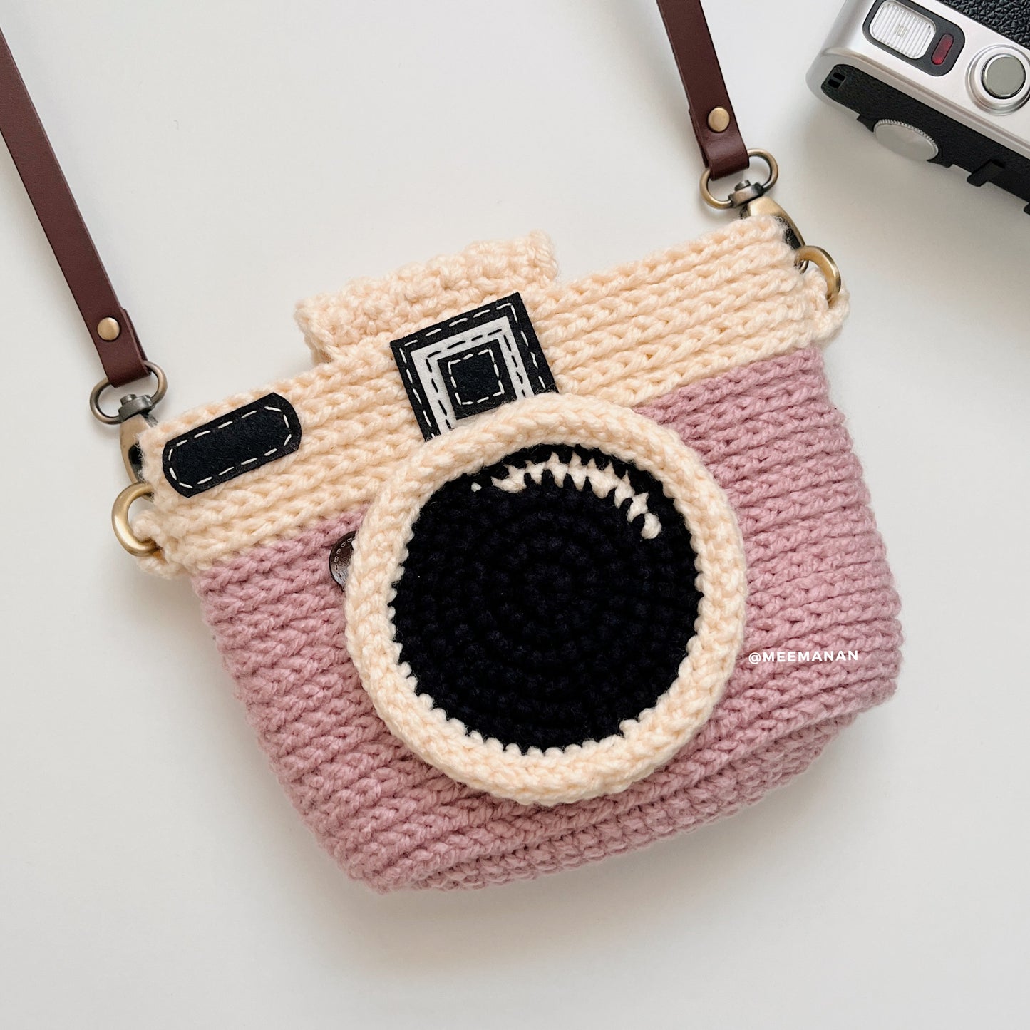 MADE TO ORDER / Crochet Fuji Instax Case - Pink Camera