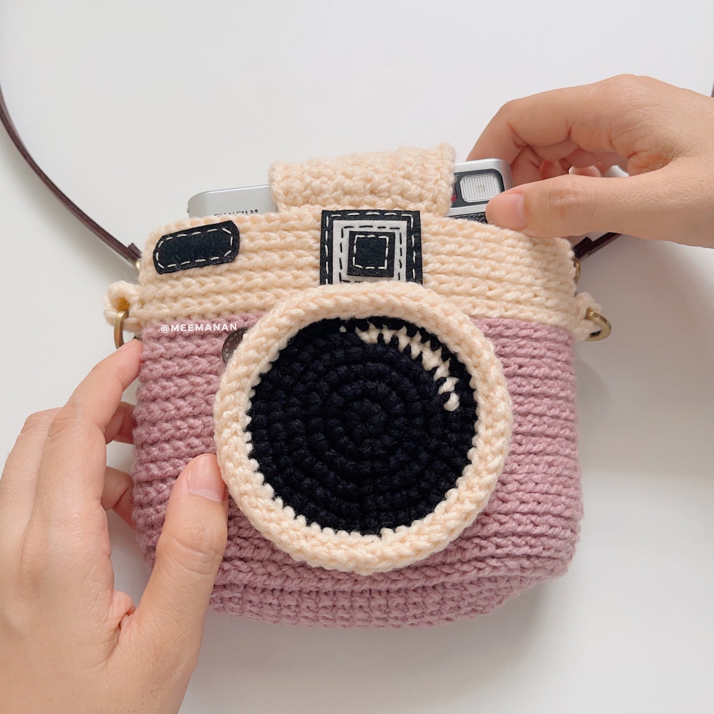 MADE TO ORDER / Crochet Fuji Instax Case - Pink Camera