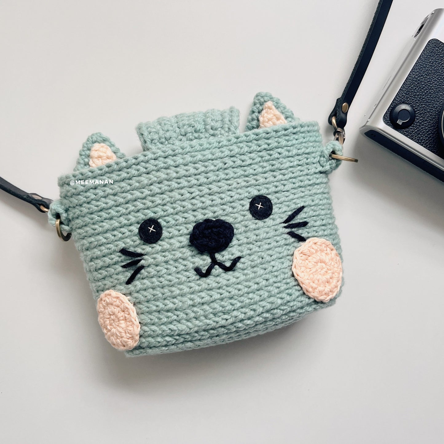 MADE TO ORDER / Crochet Fuji Instax Case - Cat