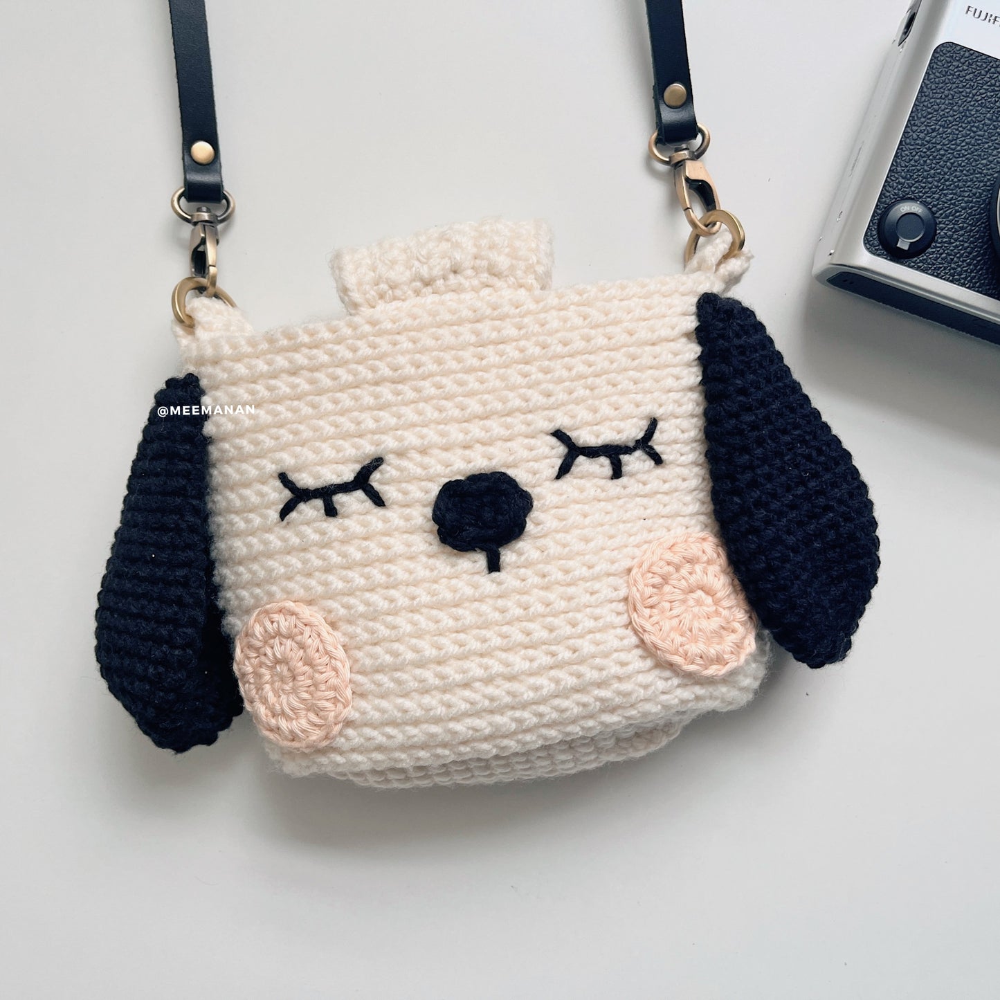 MADE TO ORDER / Crochet Fuji Instax Case - Dog