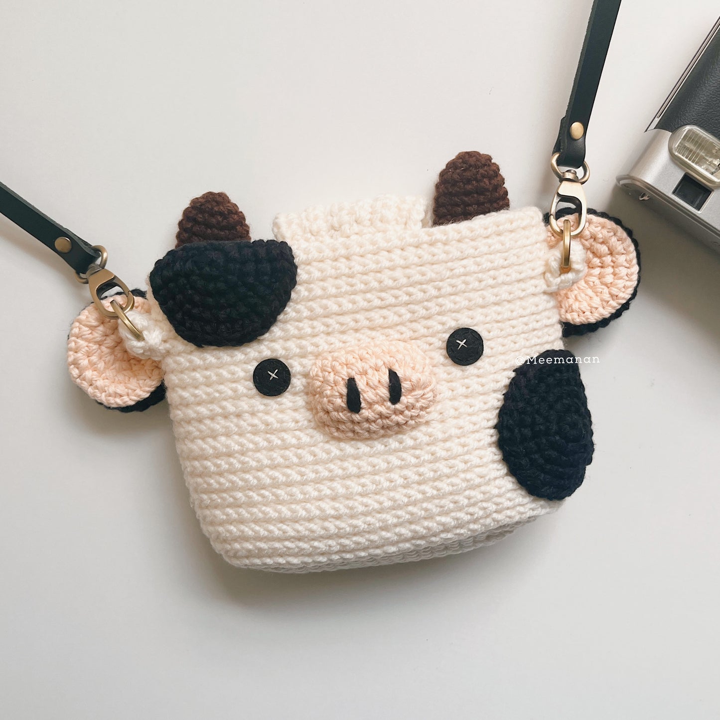 MADE TO ORDER / Crochet Fuji Instax Case - Cow