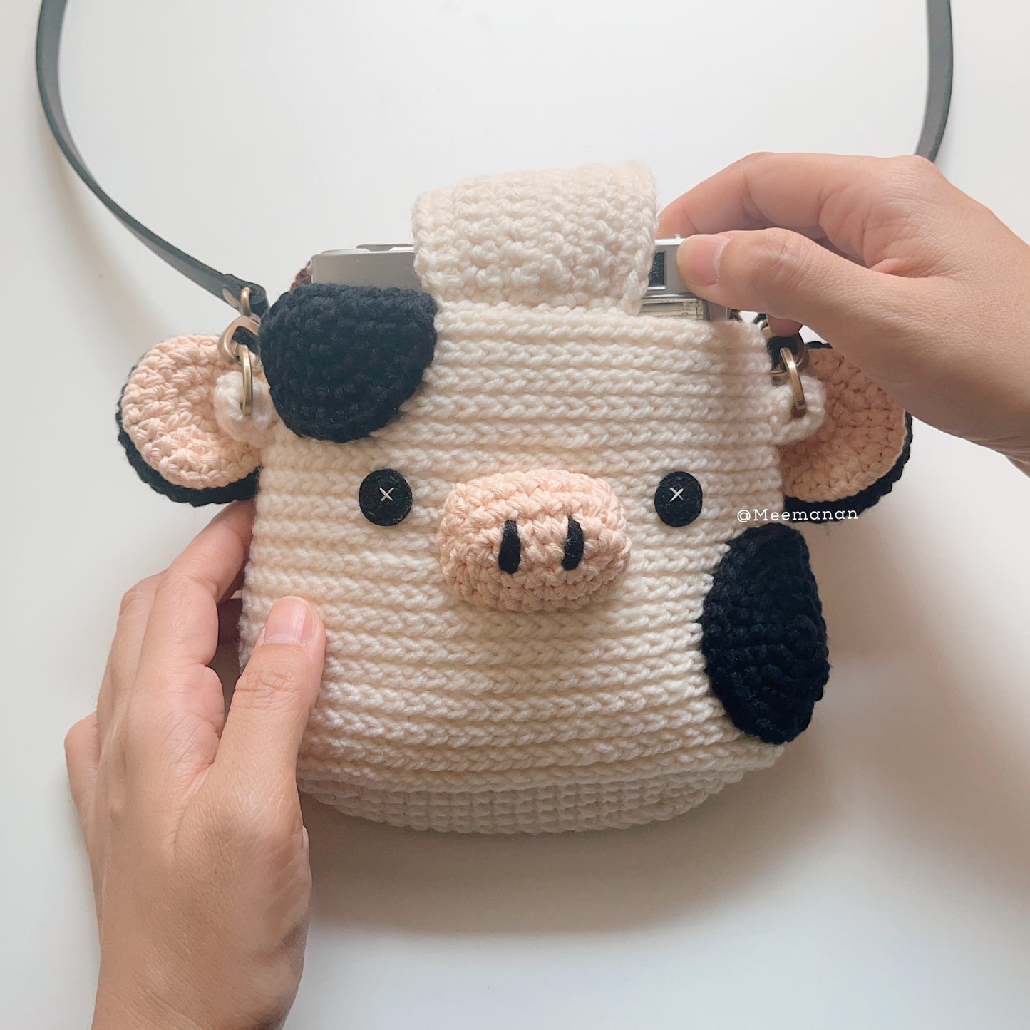 MADE TO ORDER / Crochet Fuji Instax Case - Cow