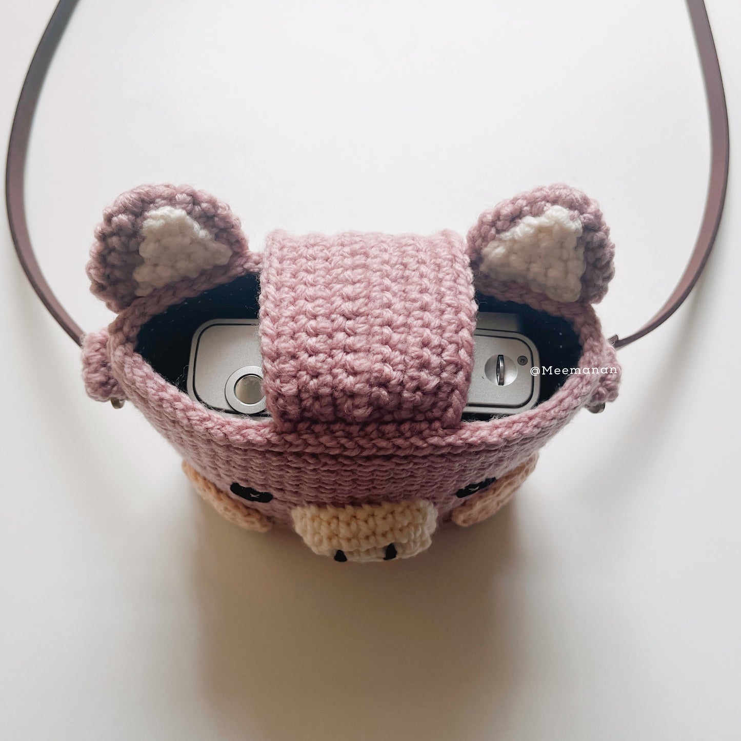 MADE TO ORDER / Crochet Fuji Instax Case - Pig