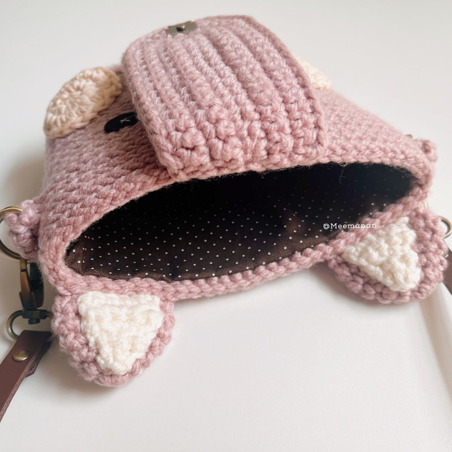 MADE TO ORDER / Crochet Fuji Instax Case - Pig