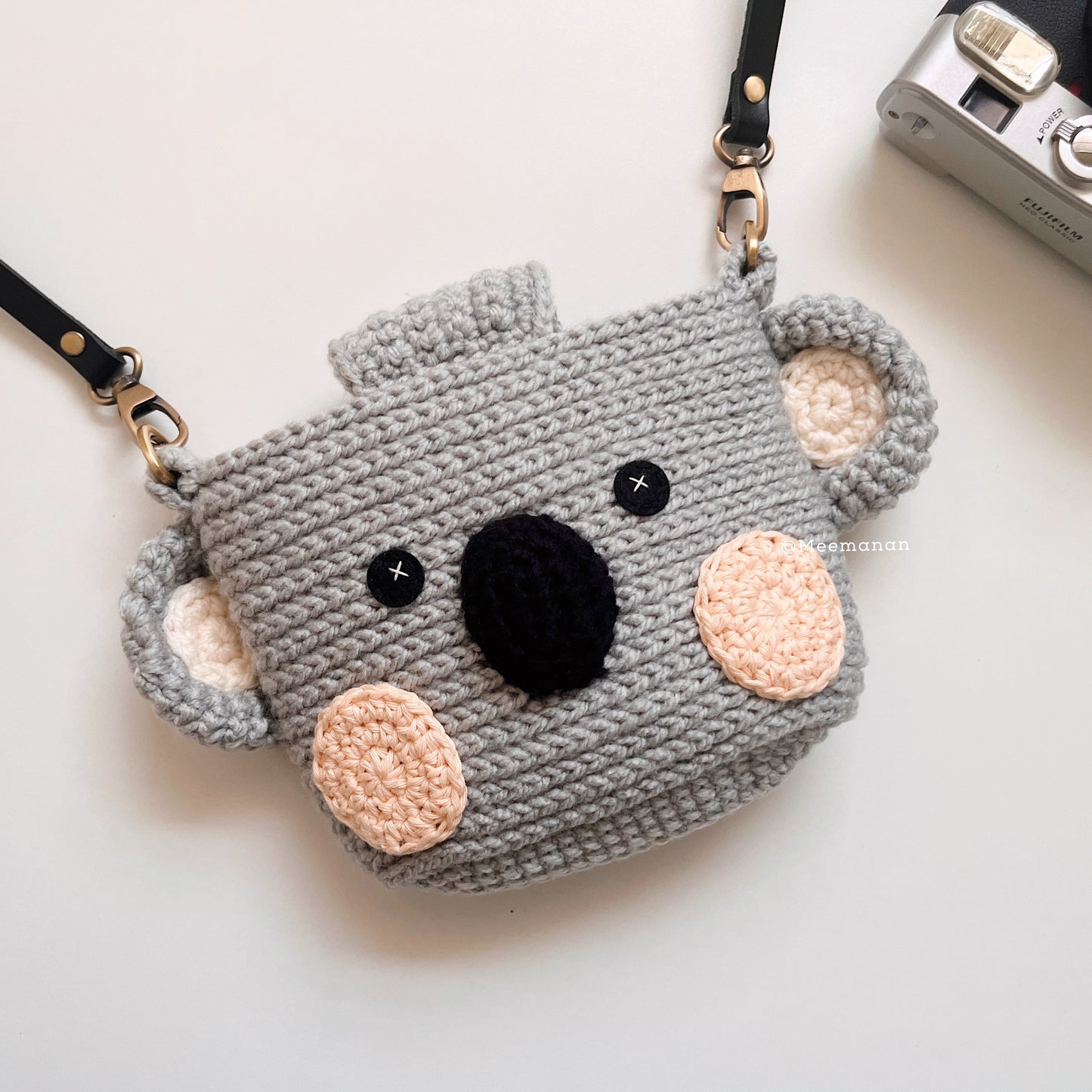 MADE TO ORDER / Crochet Fuji Instax Case - Koala