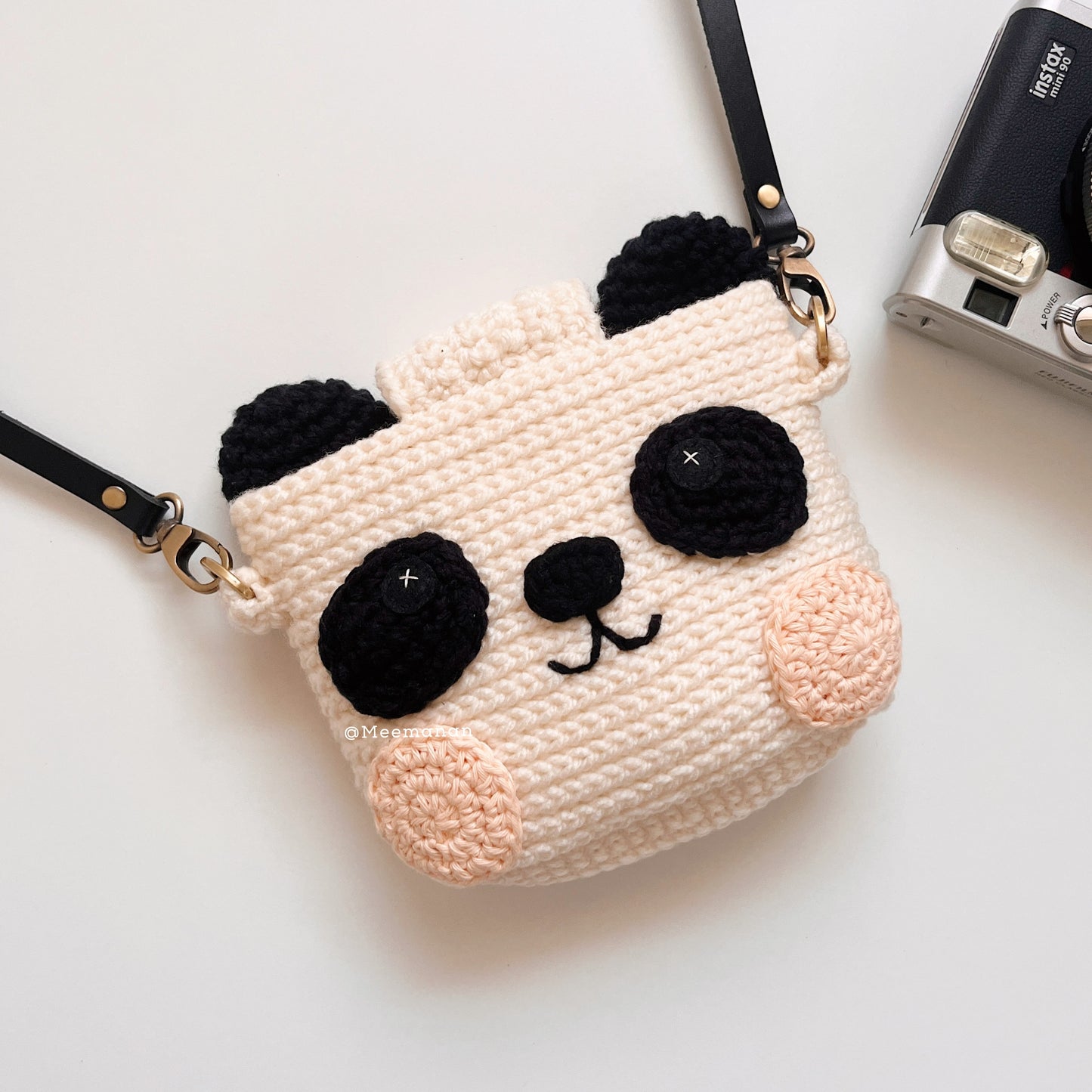 MADE TO ORDER / Crochet Fuji Instax Case - Panda