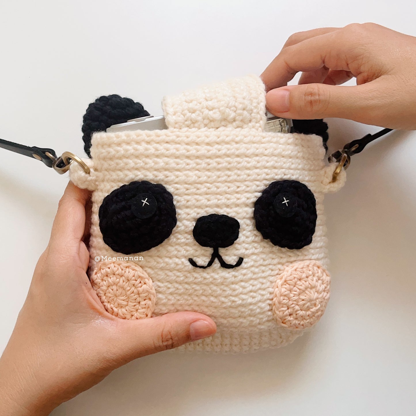 MADE TO ORDER / Crochet Fuji Instax Case - Panda