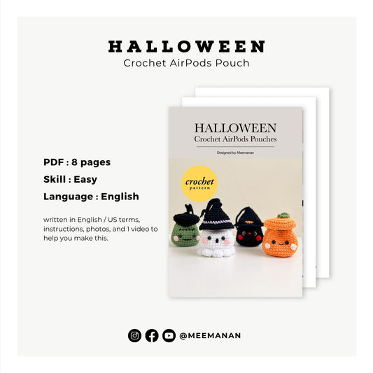 Halloween Drawstring Pouch Crochet Pattern PDF