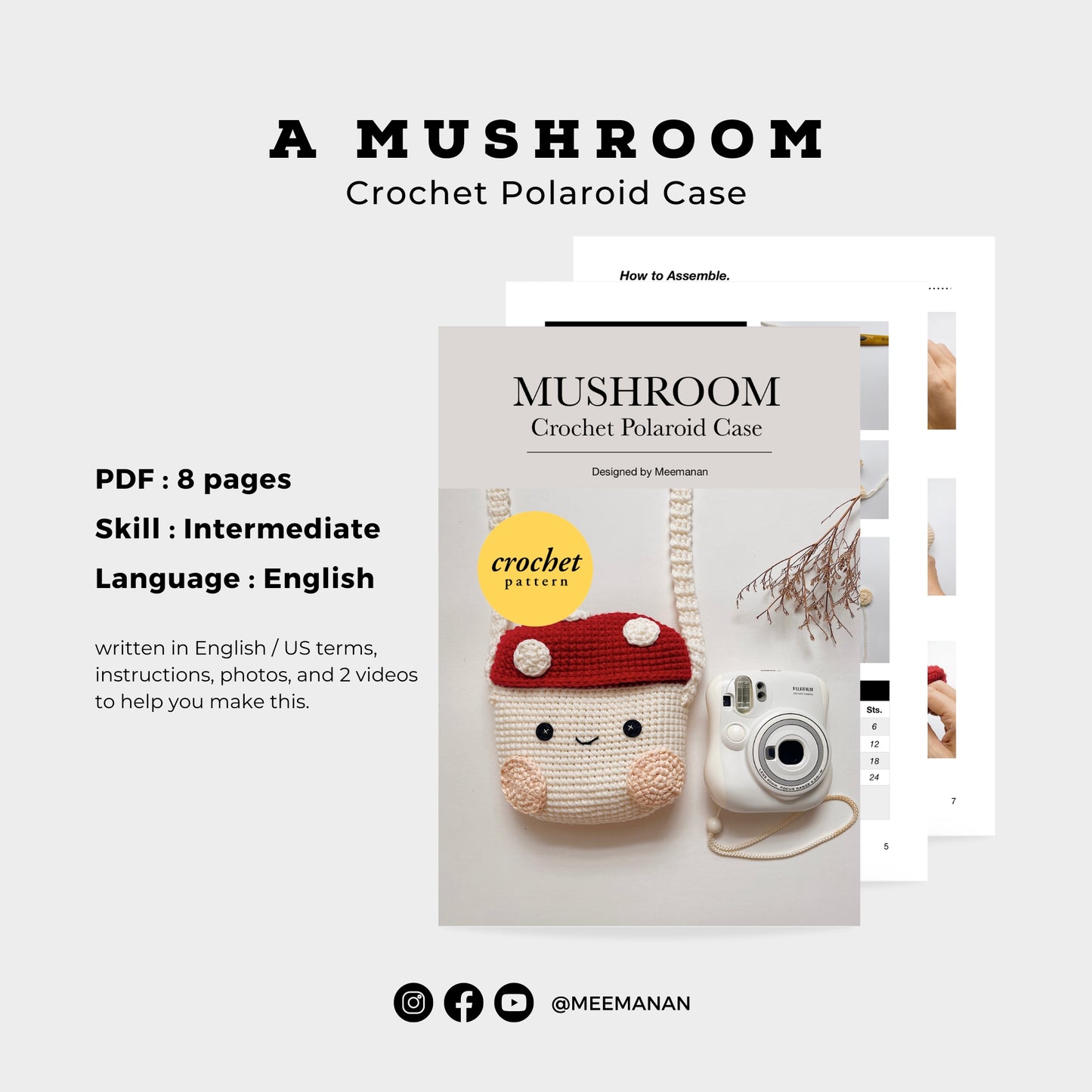 VIDEO + Pattern Fuji Instax Case | A Mushroom