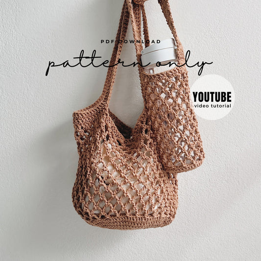 YOUTUBE + Pattern Easy Net Bag, Crochet Cozy Beverage Holder