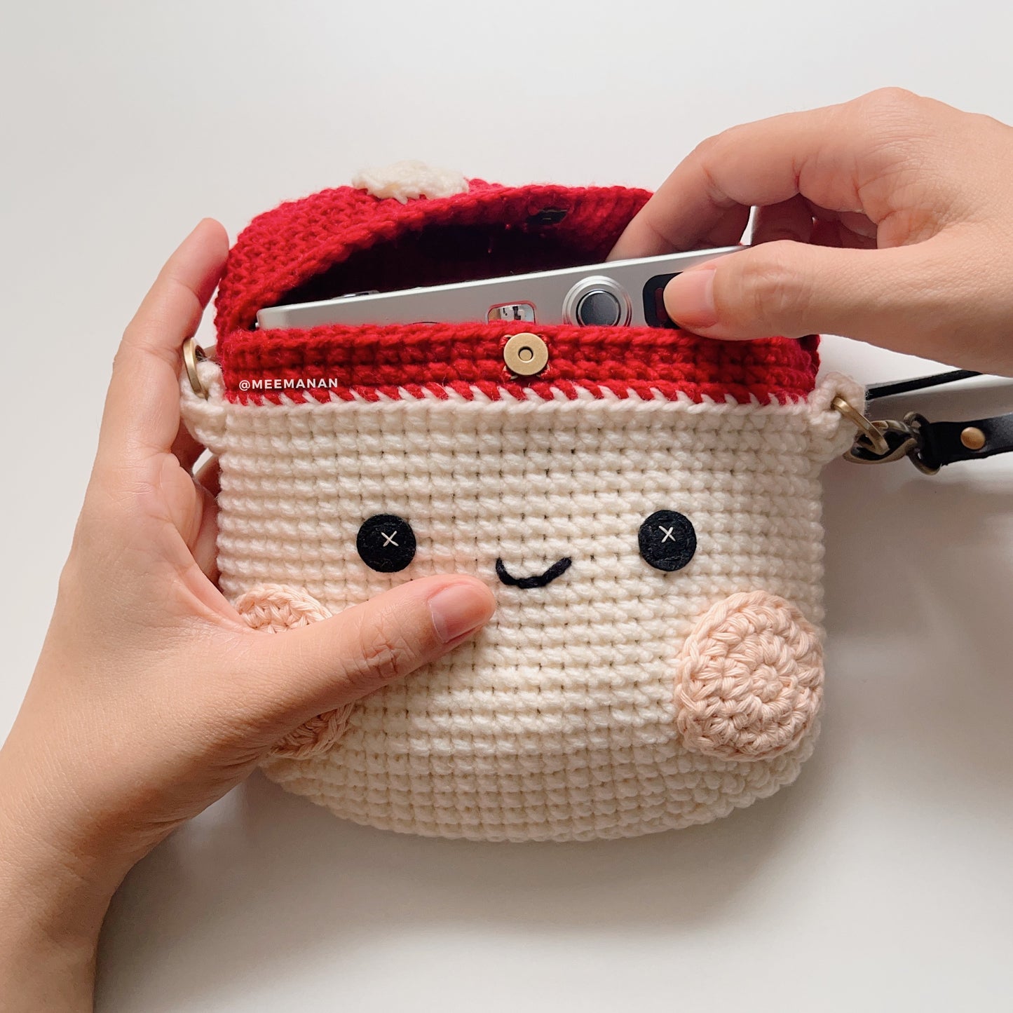 MADE TO ORDER / Crochet Fuji Instax Case - Mushroom