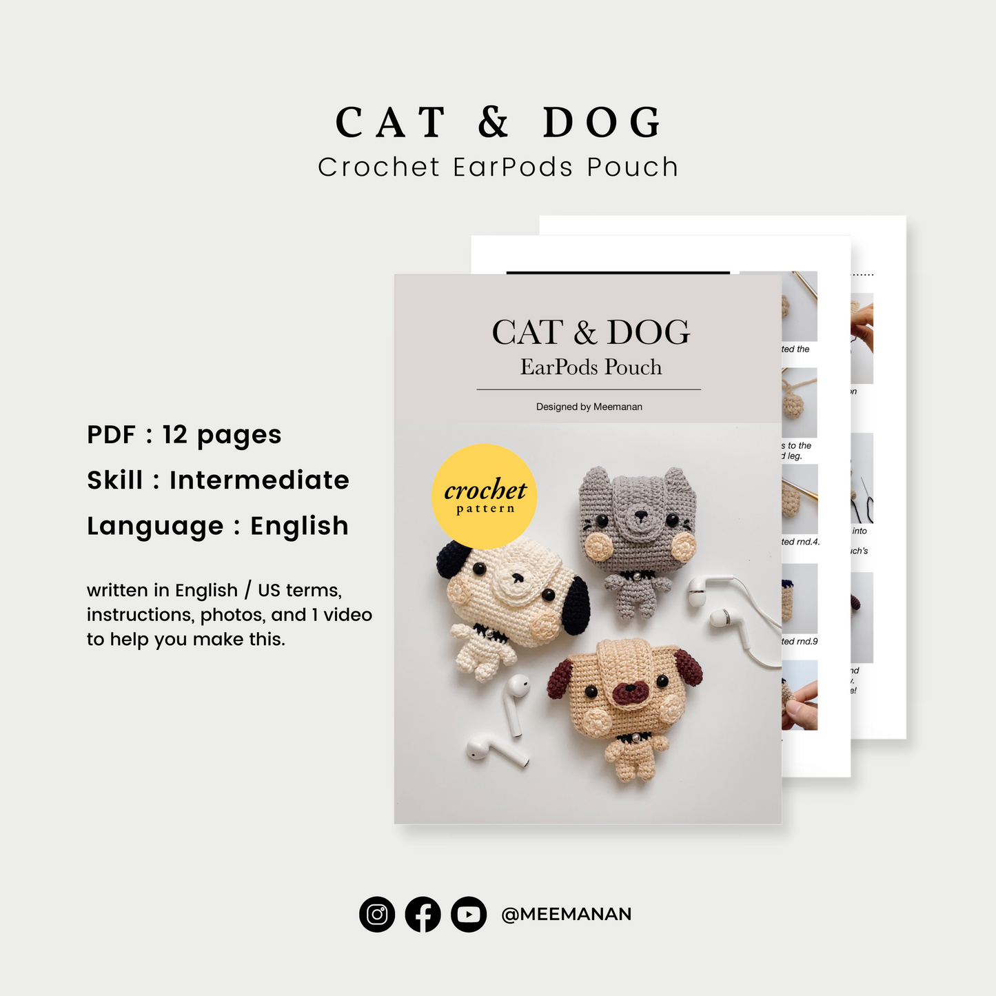 Pattern EarPods Pouch | Cat & Dog