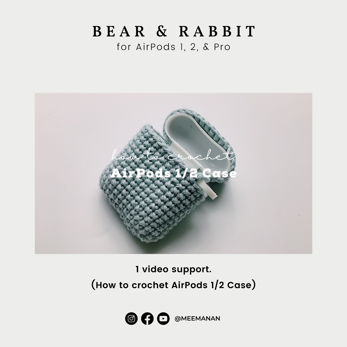 Pattern Airpods Crochet with Silicone Case | Bear & Rabbit