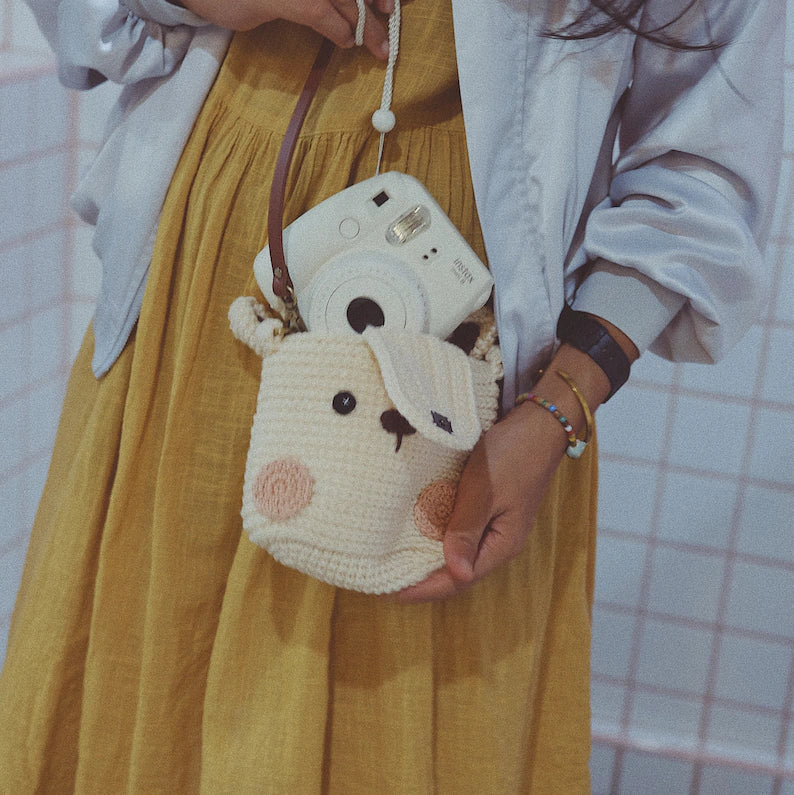 MADE TO ORDER / Crochet Fuji Instax Case - Rabbit