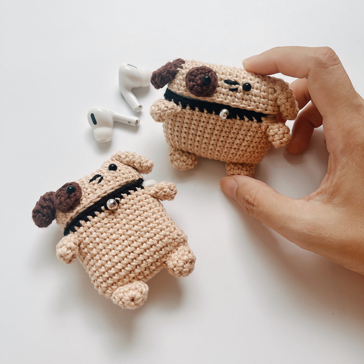 Pattern Airpods Crochet with Silicone Case | Cat & Dog