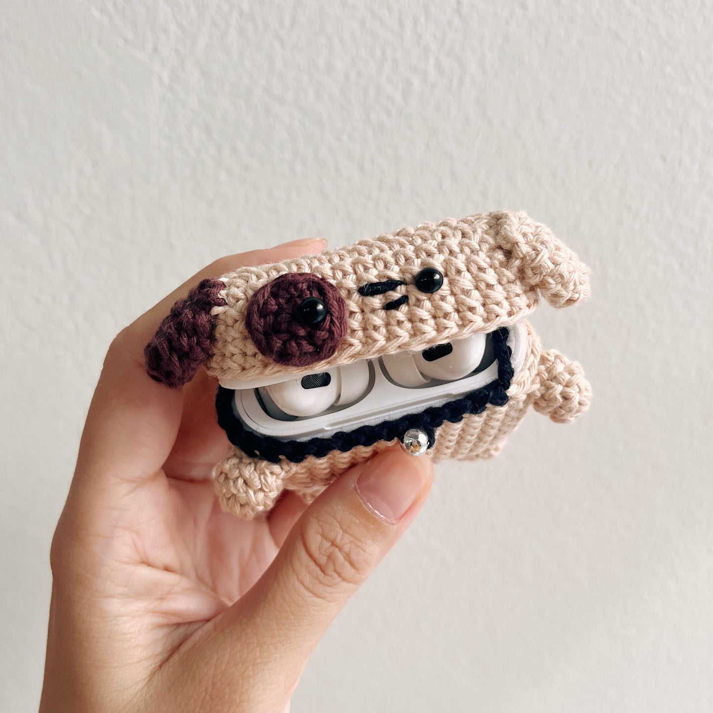 Pattern Airpods Crochet with Silicone Case | Cat & Dog