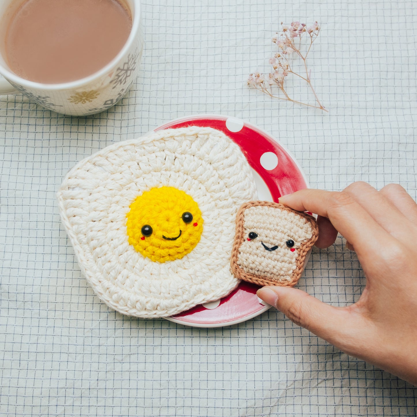 Pattern Fried Egg Coin Purse with Bread Keychain