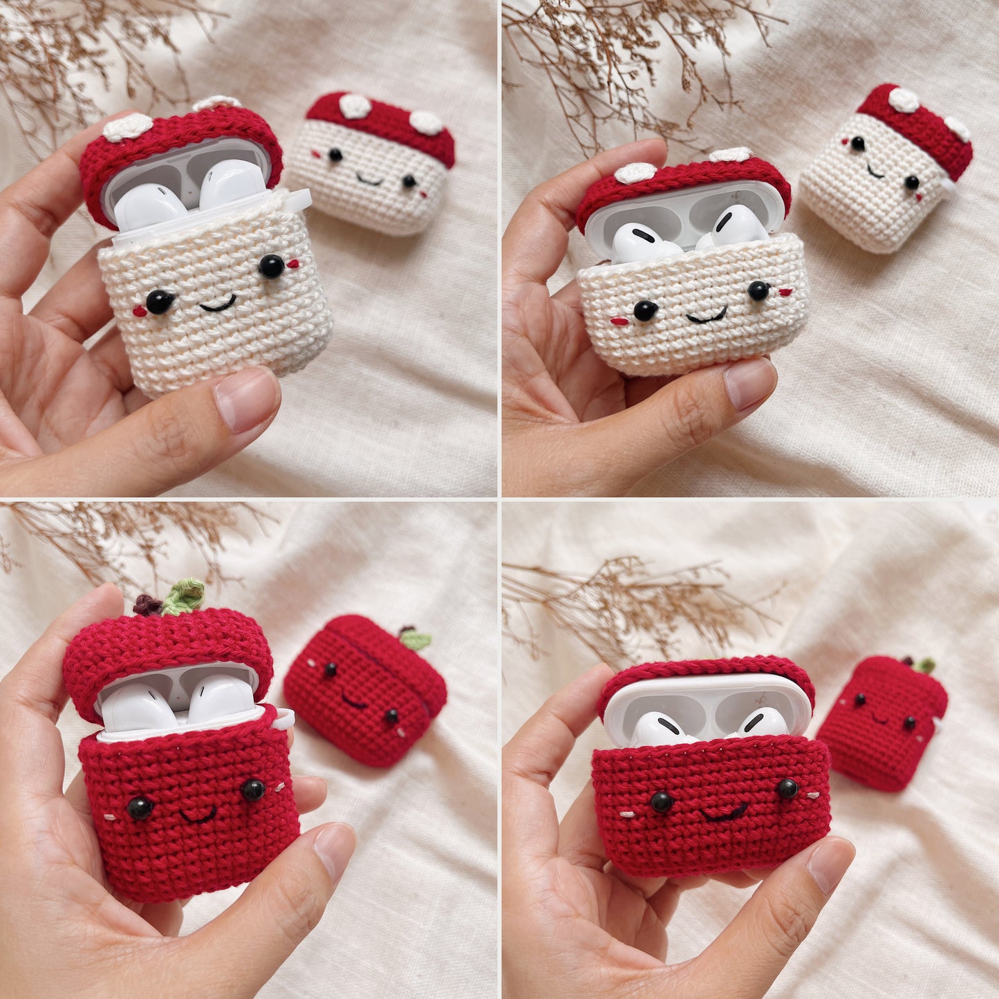 Pattern Airpods Crochet with Silicone Case | Cute Plants