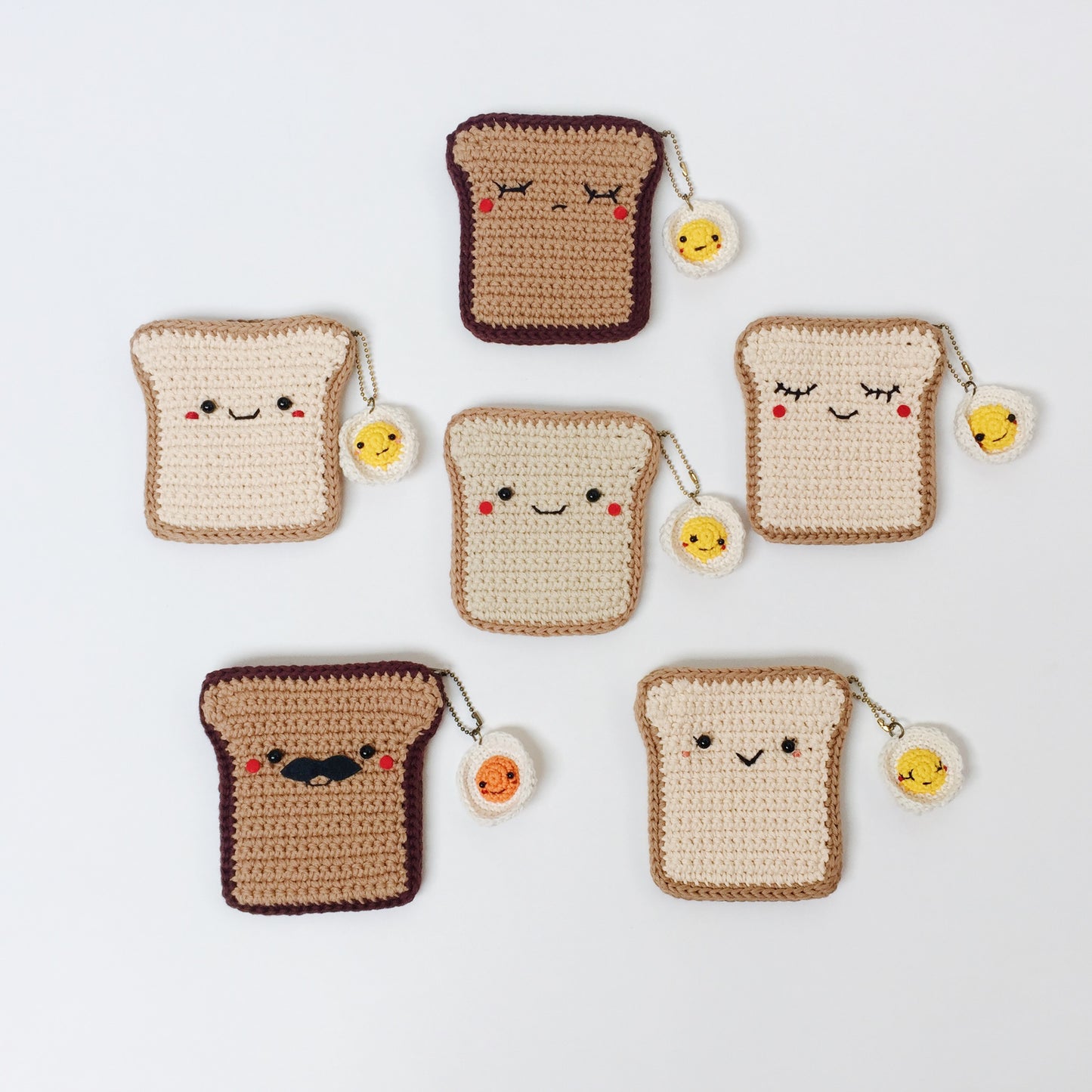 VIDEO + Pattern Bread Coin Purse with Fried Egg Keychain