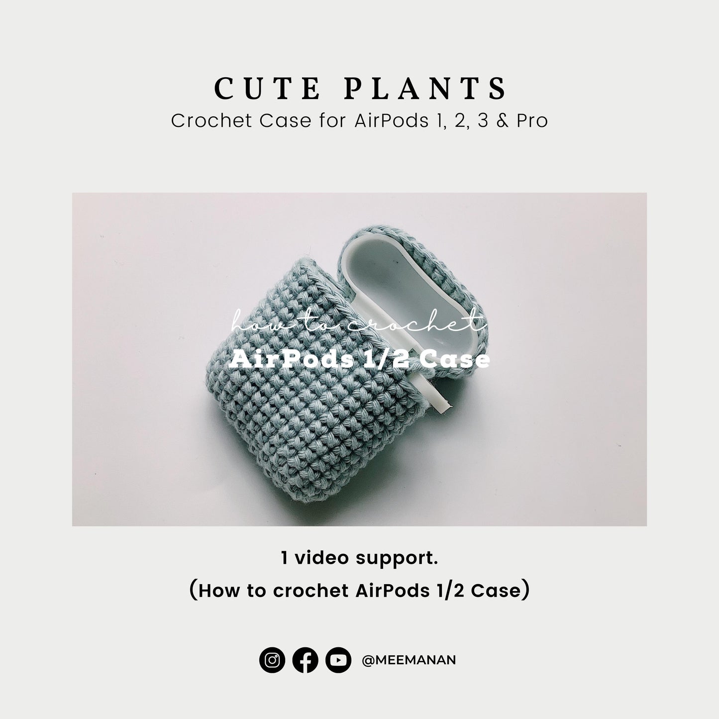 Pattern Airpods Crochet with Silicone Case | Cute Plants