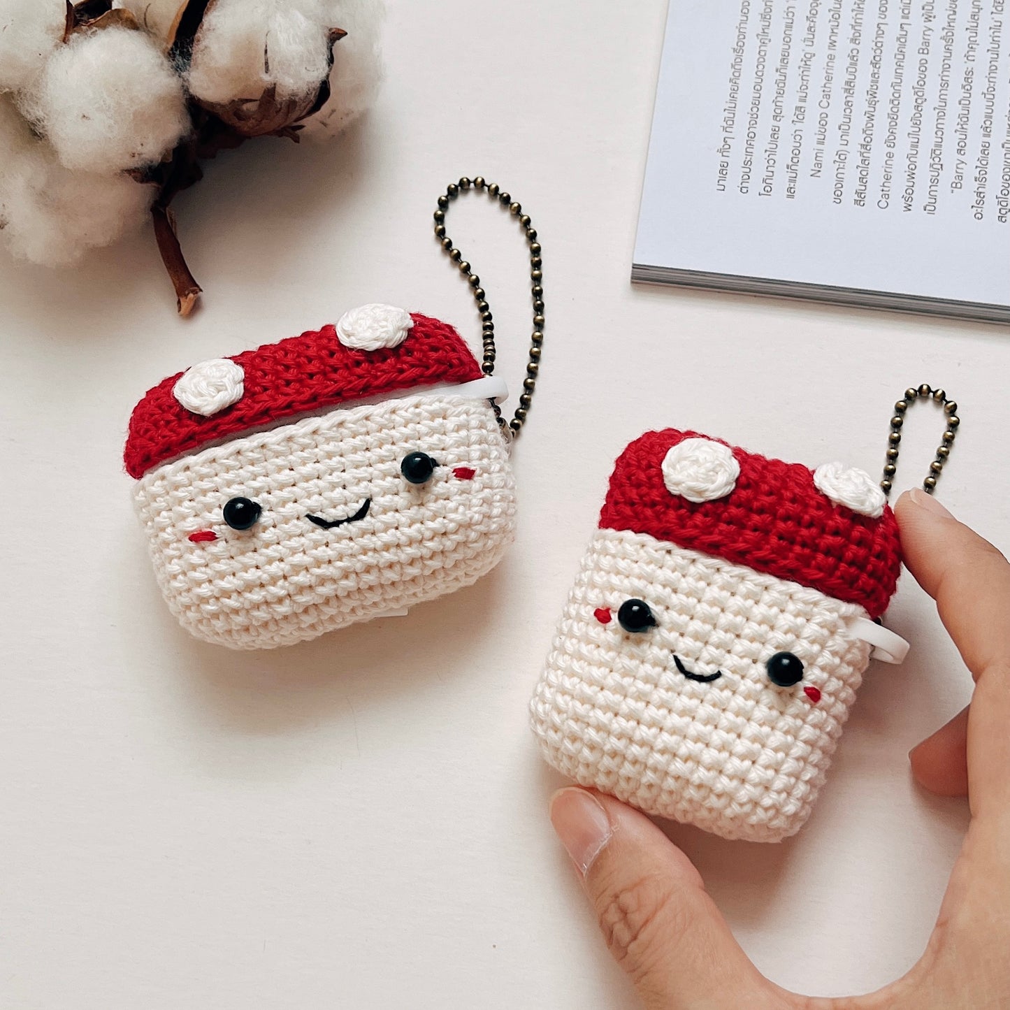 Pattern Airpods Crochet with Silicone Case | Cute Plants