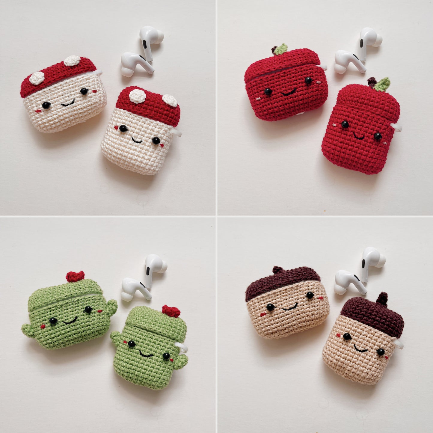 Pattern Airpods Crochet with Silicone Case | Cute Plants