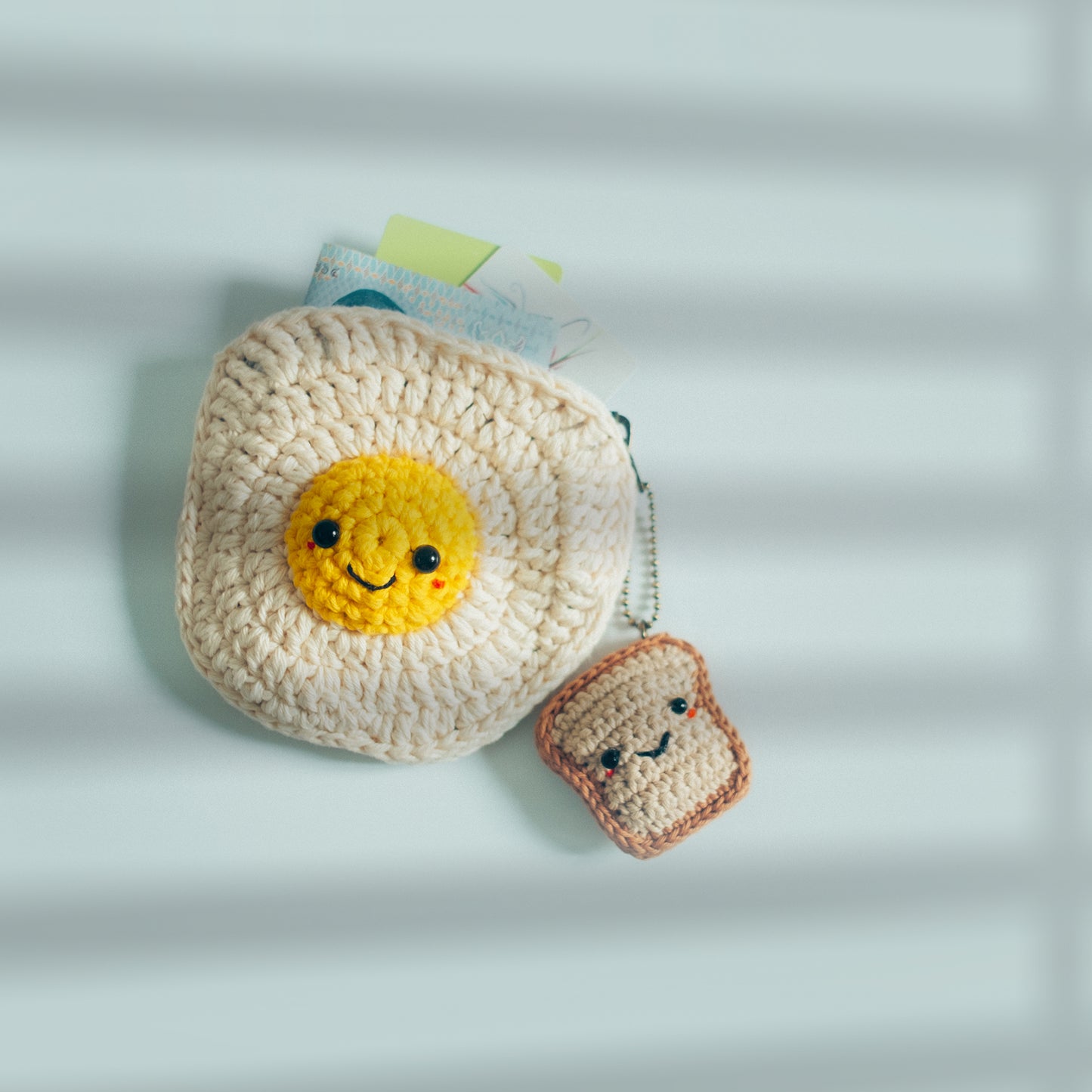 Pattern Fried Egg Coin Purse with Bread Keychain
