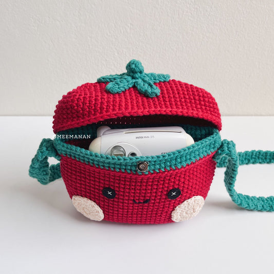 Red Tomato Crochet Bag - Handmade Crossbody Purse