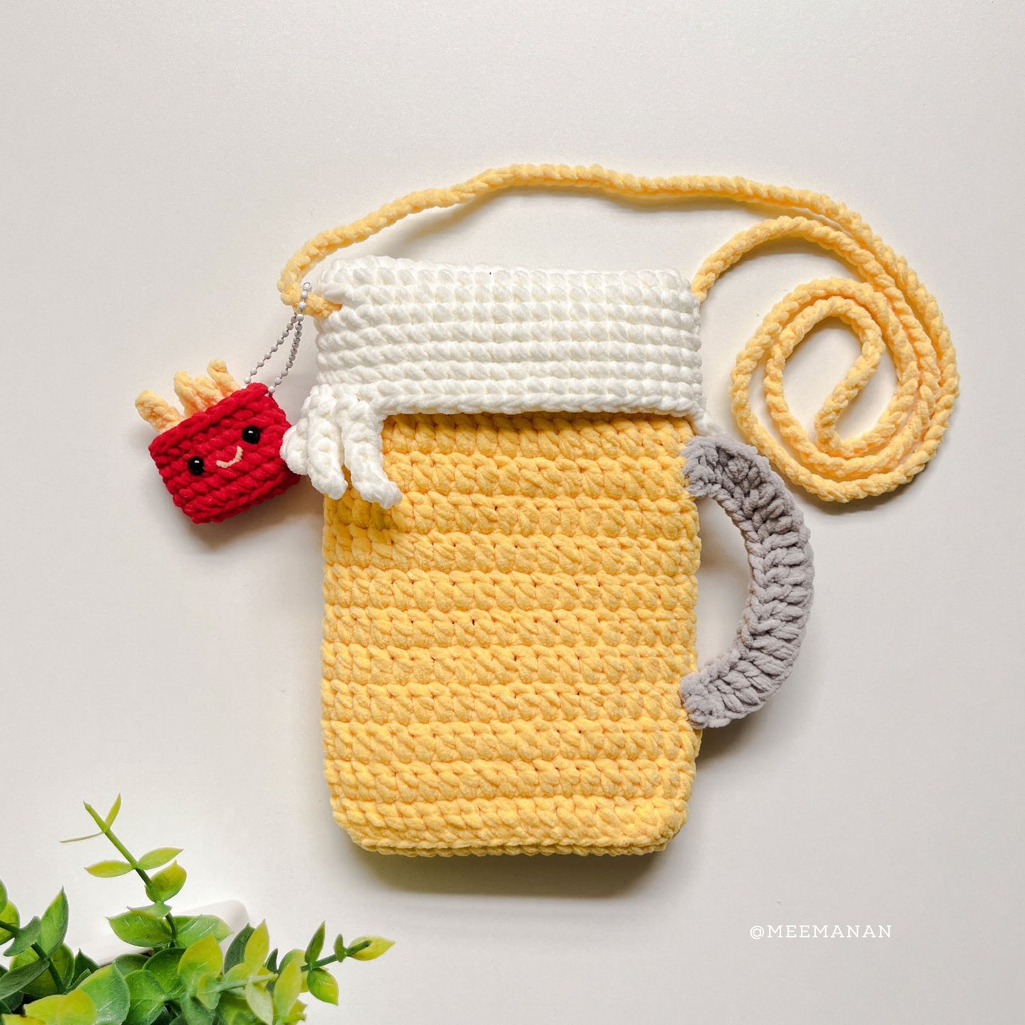 Beer Phone Pouch & Fries Keychain Crochet Pattern PDF