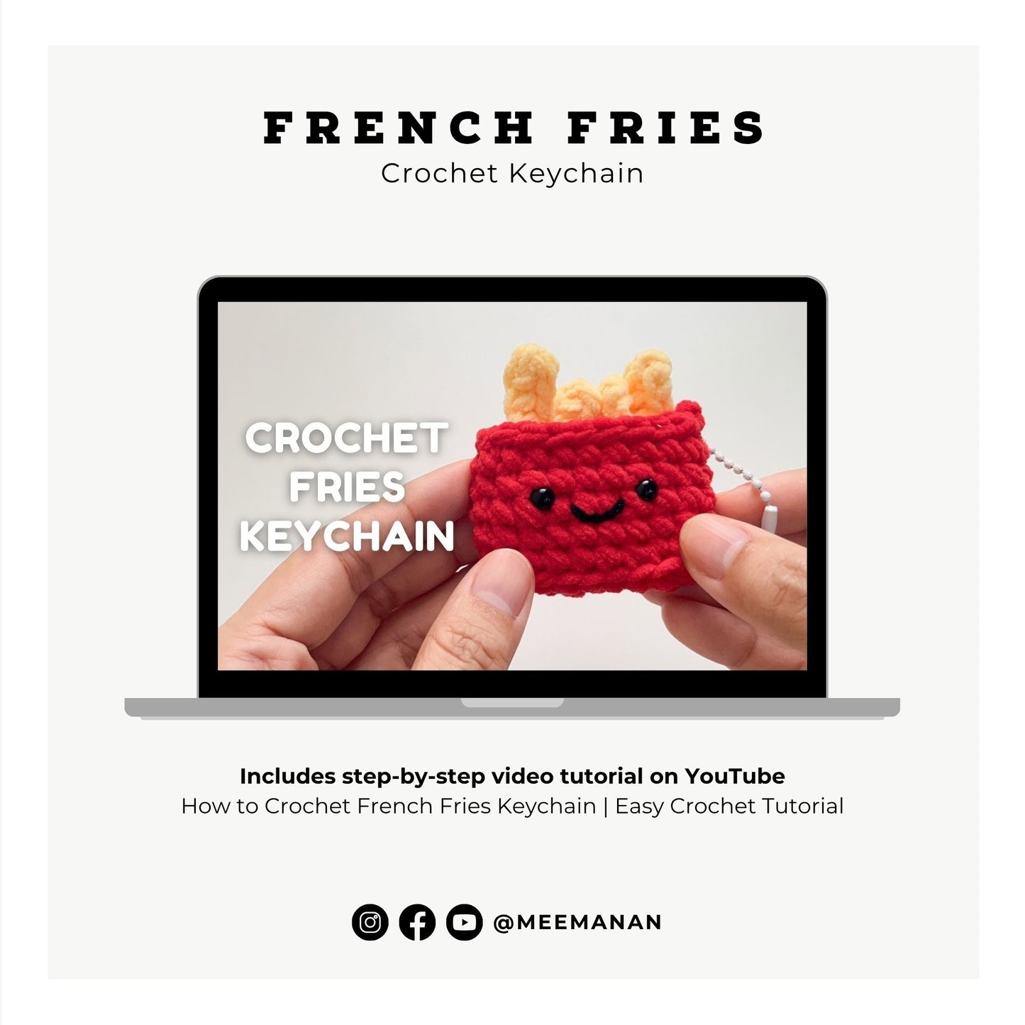 Beer Phone Pouch & Fries Keychain Crochet Pattern PDF