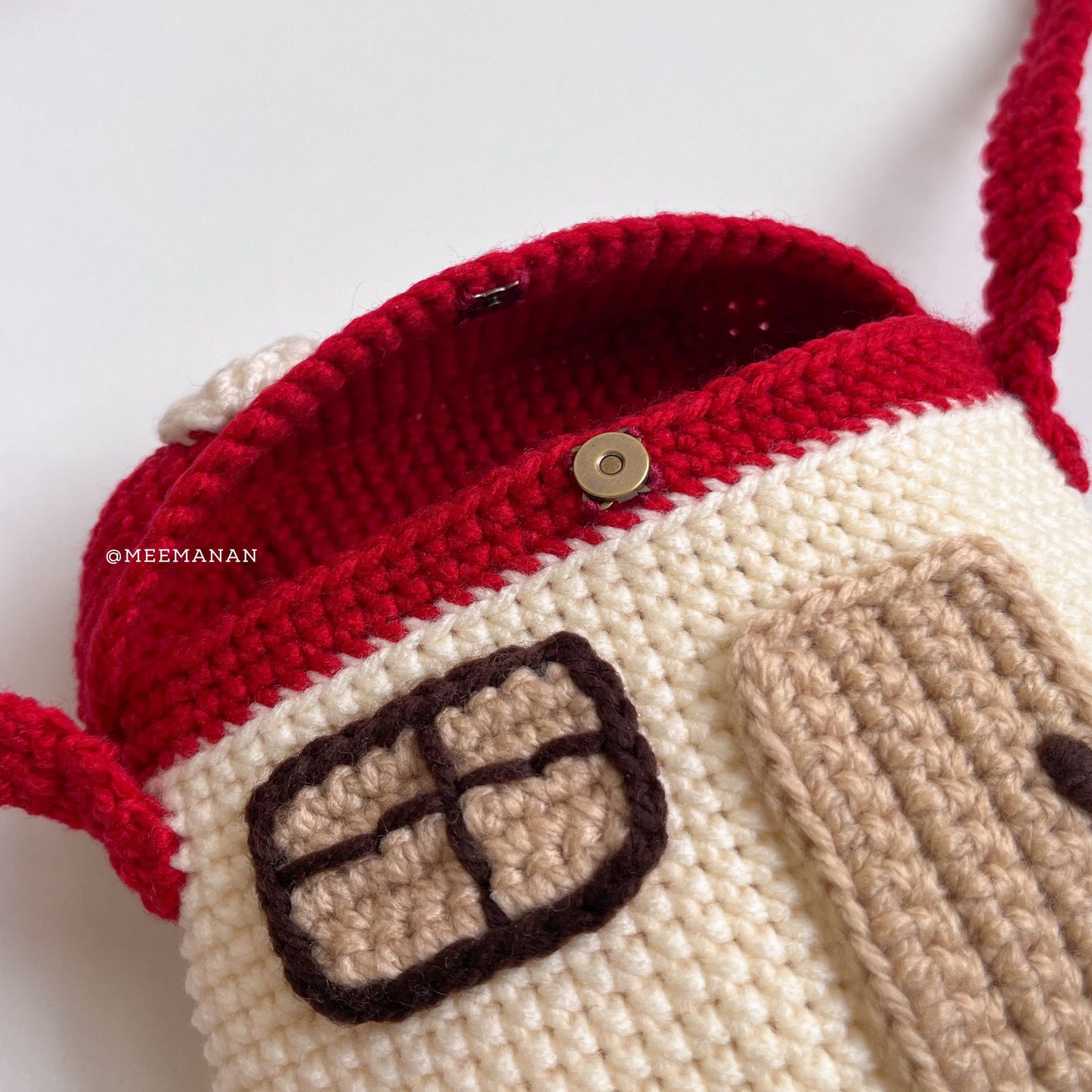 Red Mushroom Home Crochet Bag - Handmade Crossbody Purse