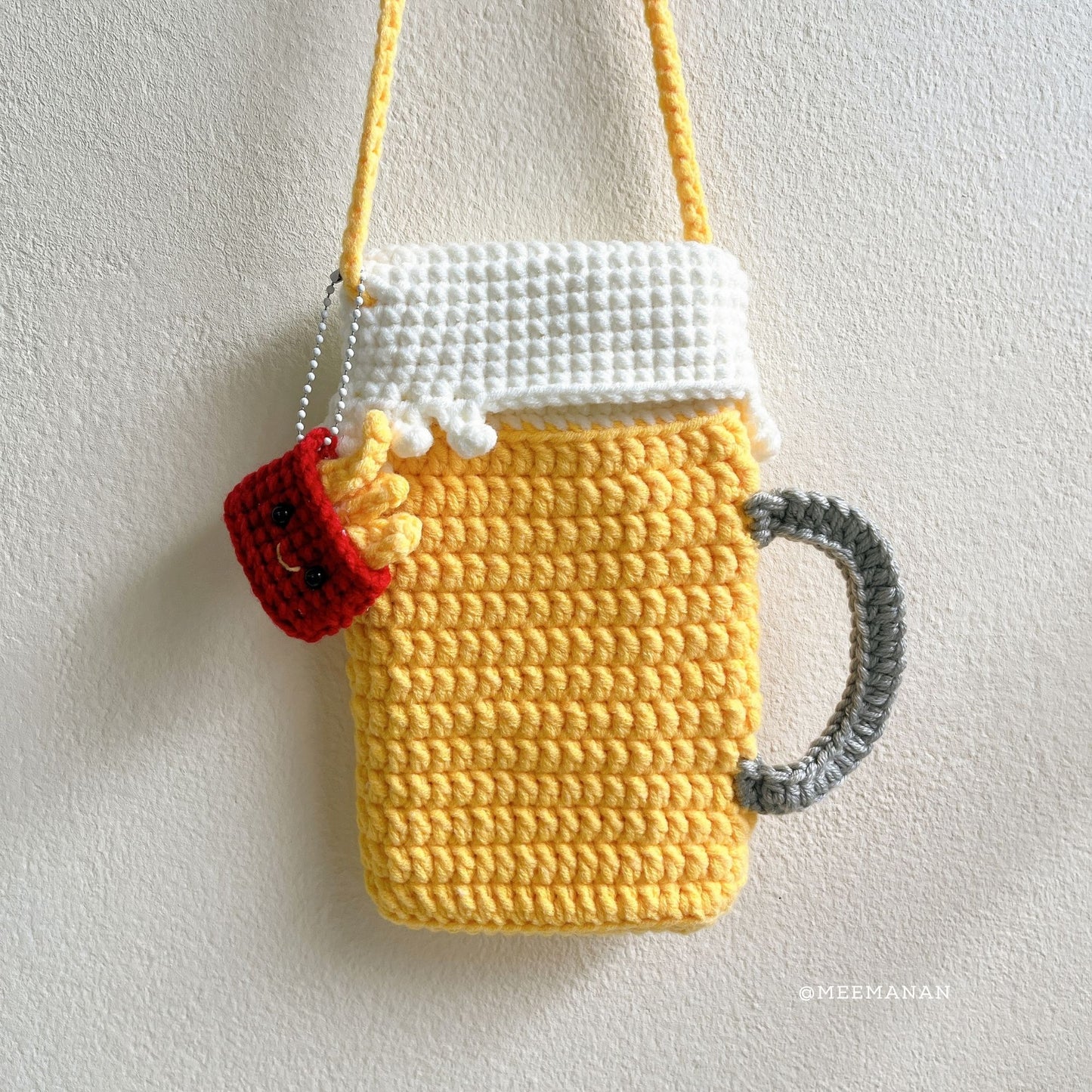 Beer Phone Pouch & Fries Keychain Crochet Pattern PDF