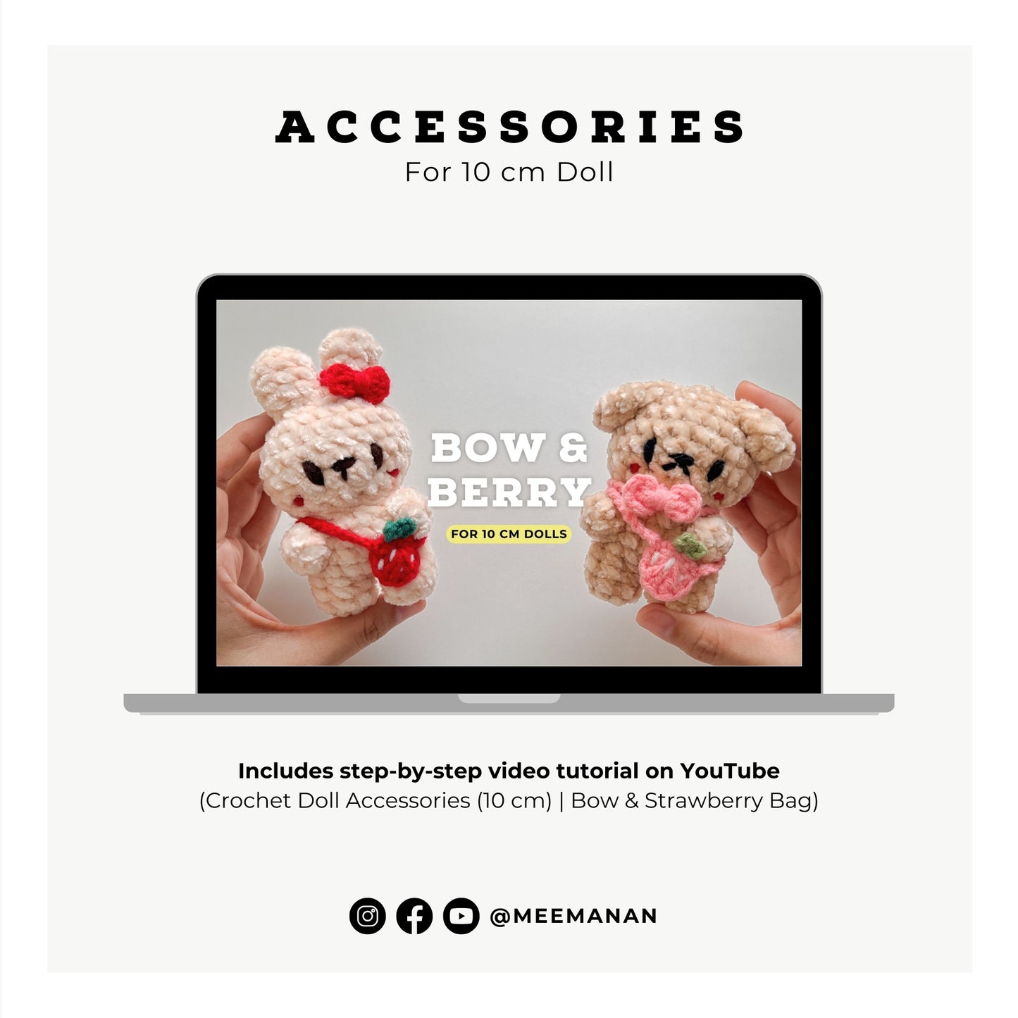 10 cm Doll Accessories Set Crochet Pattern PDF | Cute & Easy
