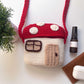 Red Mushroom Home Crochet Bag - Handmade Crossbody Purse