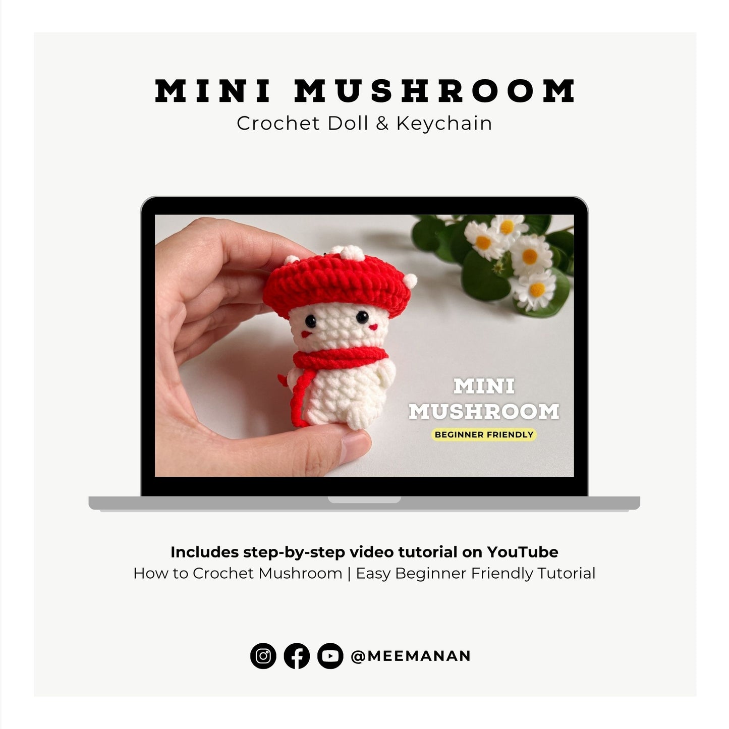 Mini Garden (Mushroom, Tulip, Apple, Tomato) Crochet Pattern PDF