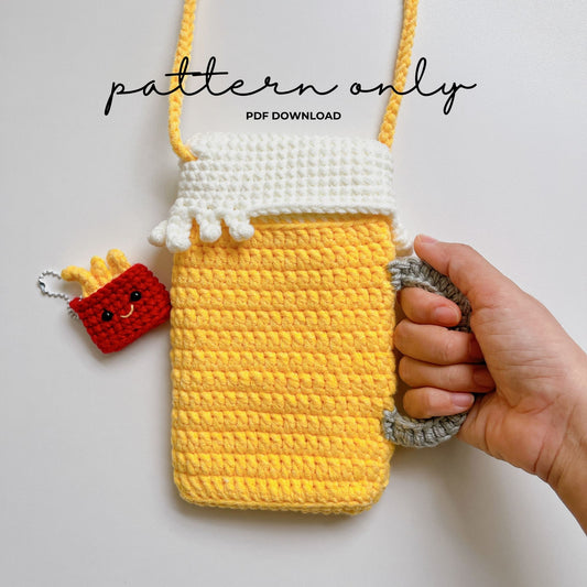 Beer Phone Pouch & Fries Keychain Crochet Pattern PDF