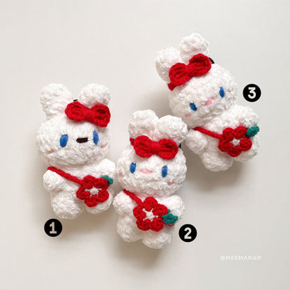 White Rabbit Flower Keychain