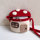 Red Mushroom Home Crochet Bag - Handmade Crossbody Purse