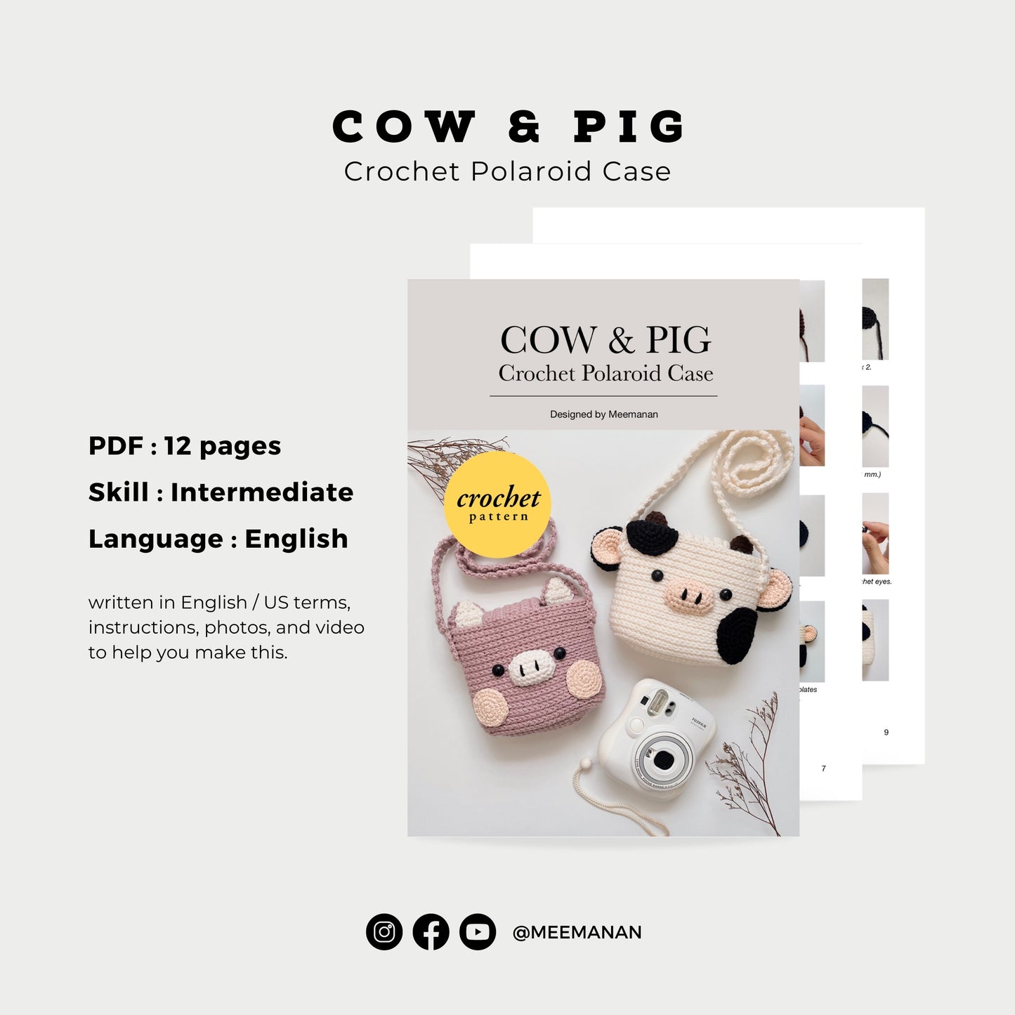 Pattern Fuji Instax Case | Pig & Cow