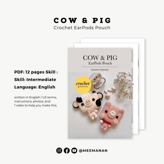 Pattern EarPods Pouch | Cow & Pig
