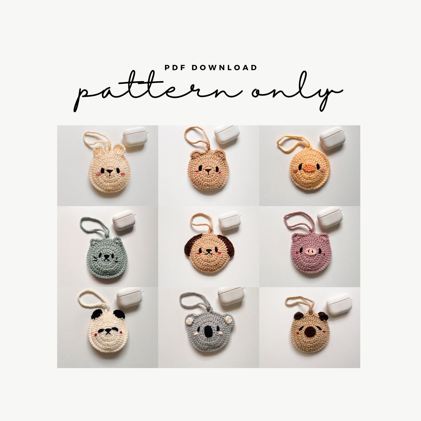 Easy Animals Mini Pouch Keychain Crochet Pattern PDF