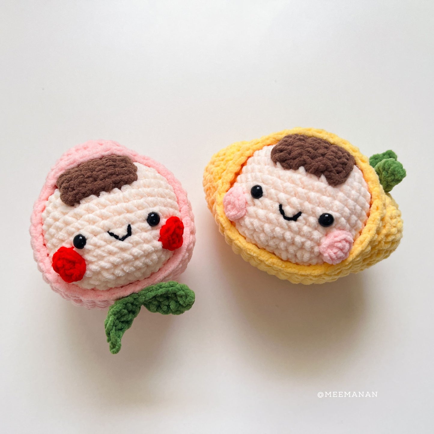 Fruity Friends Keychain (Apple, Peach, Lemon) Crochet Pattern PDF