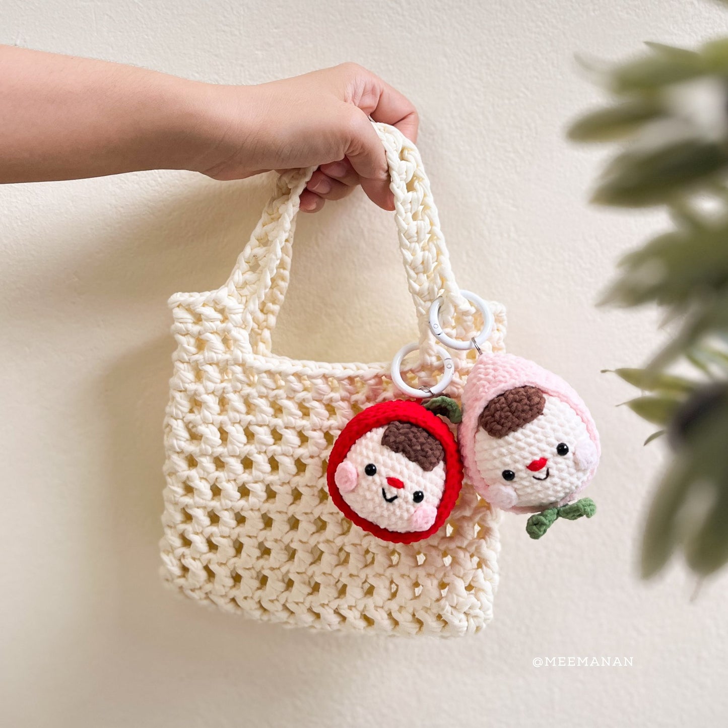 Fruity Friends Keychain (Apple, Peach, Lemon) Crochet Pattern PDF