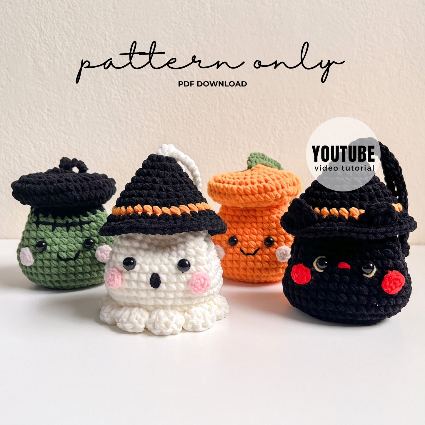 Halloween Drawstring Pouch Crochet Pattern PDF