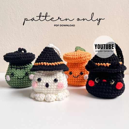 Halloween Drawstring Pouch Crochet Pattern PDF