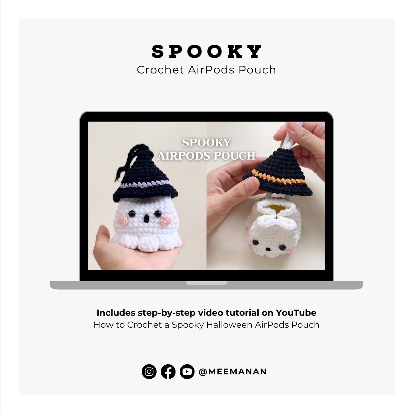 Halloween Drawstring Pouch Crochet Pattern PDF