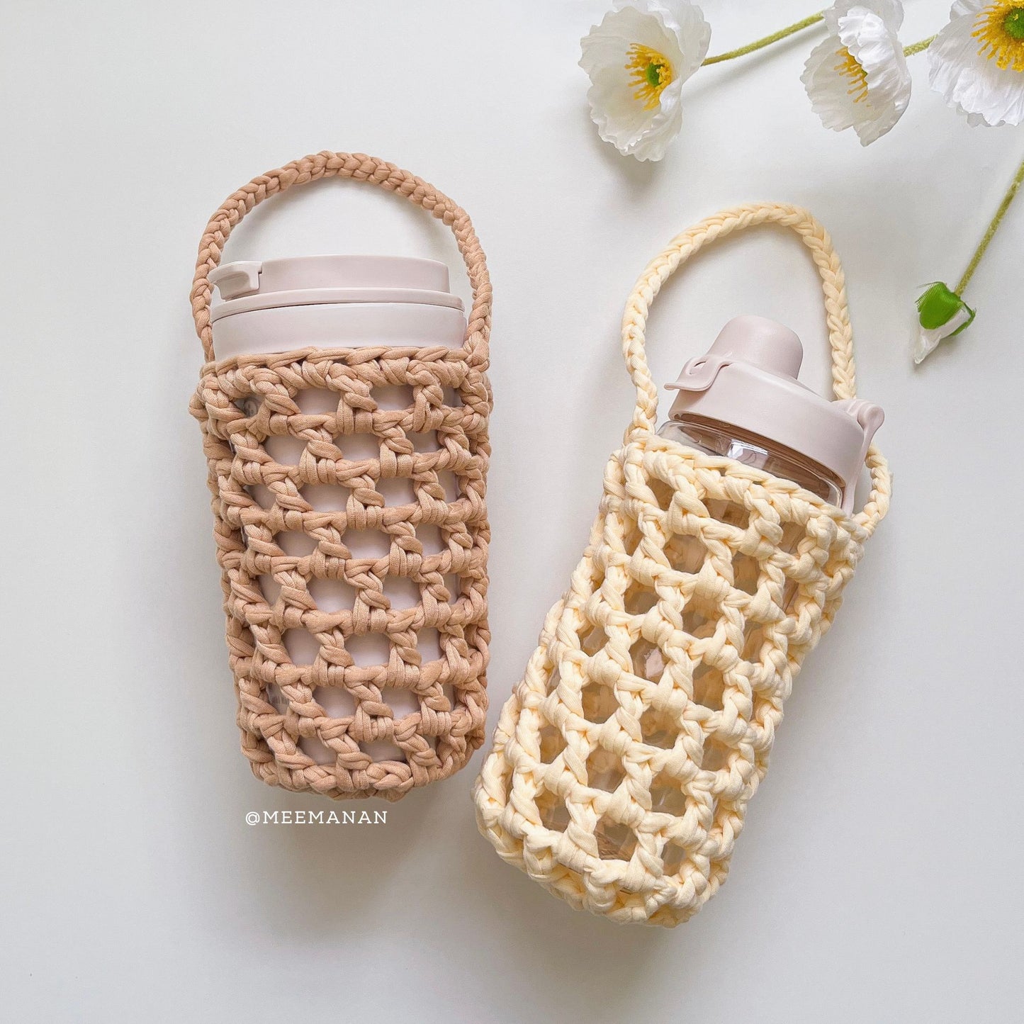 Beginner-Friendly Crochet Market Bag & Water Bottle Holder Pattern PDF