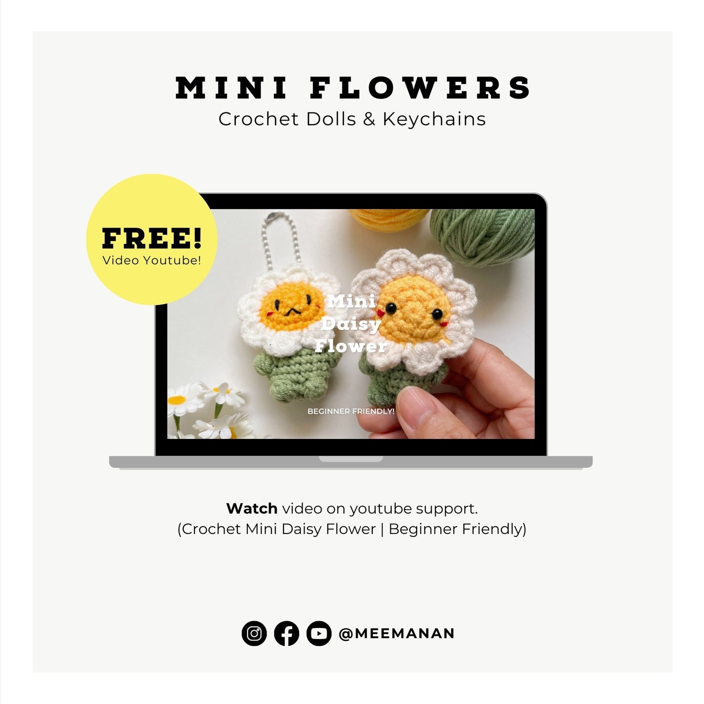 Mini Daisy & Sunflower Crochet Pattern PDF