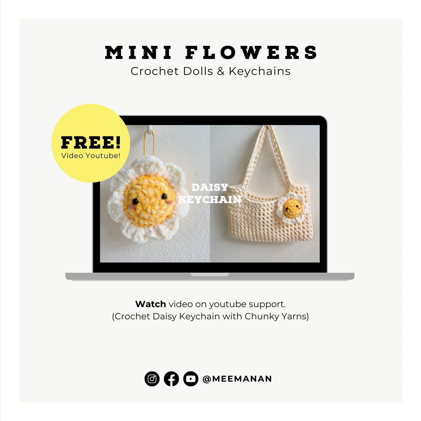 Mini Daisy & Sunflower Crochet Pattern PDF